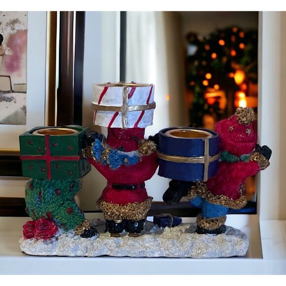 Snowman Candle Stick Holders 4" Tall x 5.5" Long x 2" Wide - Picture 7 of 9